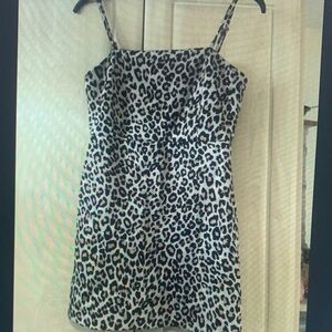Pull&Bear Black and White Leopard Print Mini Dress